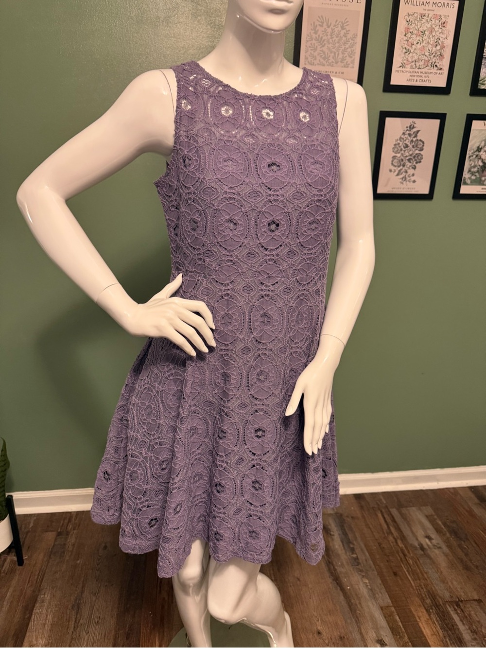 Altar'd State Lavender Crochet A-Line Dress NWT Size L